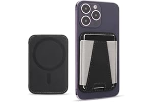 FIDWALL Magsafe stojak na portfel ze skóry, pomieści 1-7 kart, kompatybilny z iPhone 15/14/13/12 Pro/Max/Plus/Mini, magnetyczny uchwyt na karty kredytowe, czarny