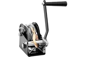 VEVOR Seilwinde 362,8kg Handseilwinde 173x126x119mm Bootswinde 2-Wege-Ratsche/1-Gang Handwinde mit ca. 10m Stahlseil Gurtwinde mit ergonomischen Griff Handseilzug Winde für Fahrzeuge und Boote
