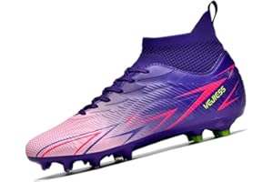 WEJIESS Scarpe da Calcio Uomo High Top Spikes,Tacchetti Teenager Training Scarpe da Calcetto, Design Aerodinamico, Suola in Tacchetti per Campo Verde, Colori Vivaci