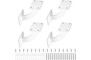 XINGWENHAO Supporto Corrimano, 4 Pz Supporti per Corrimano in Legno, in Bianco per Balaustra Scala, Supporti Montaggi a Parete, Accessori per Maniglione