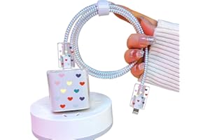 DIYGODY Bonito Serie de Protectores de Cable con Diseño de Colores de Corazón para Cargador de iPhone, Ahorrador de Cable Cargador USB, Anti-Caída Previene la Rotura del Cable Wrap para Accesorios Decoración