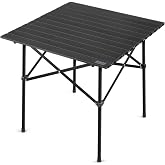 Haegs Reinforced Aluminum Folding Camping Table, Foldable Outdoor Table, Picnic Table, Hinged System, Durable Sa