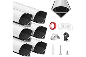 HOMMAND LED Channel, 6 x 1m/3.3ft LED Profile V Shape, LED Aluminium Profile and LED Diffuser Strip with Adhesive Tape, Corner Connectors, End Caps and Mounting Clips, LED Strip Light Cover 6m