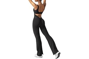 ZAAYO Tuta da Donna Flared Tight Scrunch Butt Lunga Senza Maniche per Sport Senza Schiena, Body Yoga Intera Elasticizzata