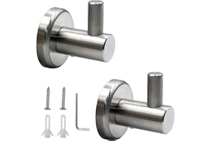 pangutheos 2 Pezzi Ganci da Muro, Appendi Accappatoio Bagno Portasciugamani in Acciaio Inox Ganci Appendiabiti con Dado a Vite per Bagni, Cucine, Uffici, Garage