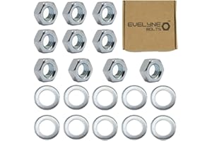 EVELYNE BOLTS M12 Nuts & Washers Set - 10 Steel Nuts & 10 Form A Flat Washers