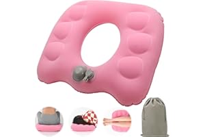 ViEinkaufen 1 Pack Donut Cushion Inflatable Seat Cushion, Portable Donut Pillow Inflatable Cushions To Sit On Ring Cushions for Hemorrhoids, Wheelchair, Pressure Relief, Bed Sores(Pink)