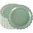 PHUNAT 50PCS Green Party Plates 9''/23cm, Paper Tableware Plates, Sage Green Supplies Decorations for Birthday, Baby Shower, Wedding