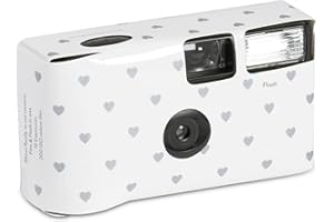 Weddingstar Single Use Camera - Silver Hearts Design - White