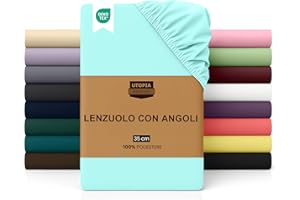 Utopia Bedding Lenzuolo con Angoli Due Piazze Matrimoniale - 180x200cm - Blu Spa- Microfibra di Poliestere Spazzolato - Lenzuolo Sotto con Angoli Elasticizzato