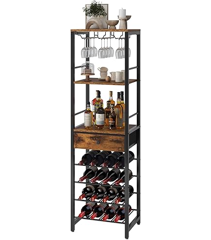 Casier à Vin Avec éclairage LED Et Serrure - Bambou & Acrylique - Grande Capacité Rangement Spiritueux - Pour Maison, Bar, Commerce