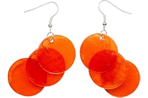 Miniblings Perlmutt Ohrringe Muschel Perlmuttscheiben Hippie Boho Orange - Handmade Modeschmuck I Ohrhänger Ohrschmuck versilbert