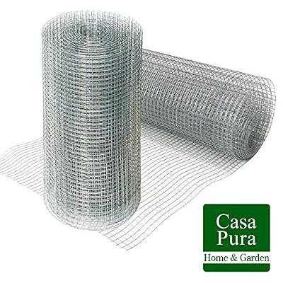 casa pura Grillage pour jardin casa pura® clôture zingué | tailles au choix | maille carré de 12,7mm | résistant aux intempéries | bricolage, 50cmx5m