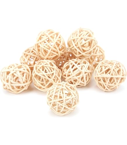 Benvo Rattan-Kugeln – 3 Cm, 32 Stück, Bunt, Für Vögel, Papageien & DIY-Deko (16 Farben)
