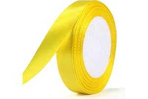 IHASPOKO Ruban Satin, 15mm x 22m Ruban Tissu pour Bricolage Art & Artisanat, Emballage Cadeau, Ballons, Nœuds, Décoration de Mariage (Polyester, Jaune)