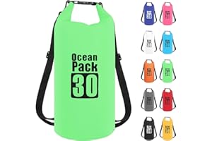 POPOYU 30L Bolsa Estanca,Verde Bolsa Impermeable Bolsa Seca Mochila Estanca con Correa de Hombro Ajustable,2L/5L/10L/15L/20L Dry Bag para Camping,Pesca,Rafting,Ciclismo