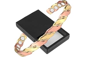 ‎YINOX Dreifach magnetisches Armband aus reinem Kupfer für Damen, Arthritis, Heilung, Schmerzlinderung, Therapie, 2 Magnete, verstellbar, Unisex Damen
