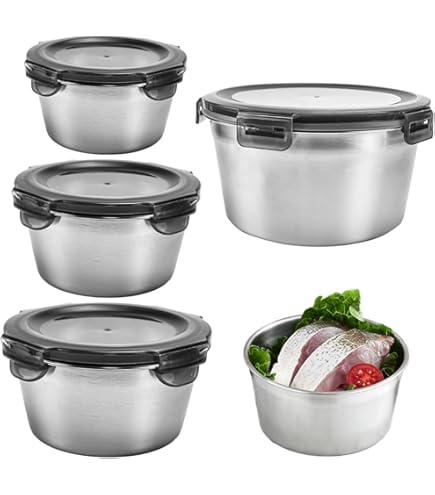 Edelstahl Frischhaltedosen 3er Set 800ml - Luftdicht & Auslaufsicher