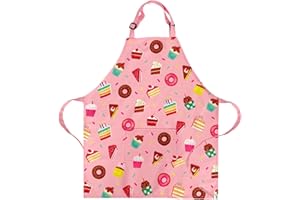 DECOWALL Kids Apron – 1 or Set of 2 Chef Aprons for Children Cooking, Baking, Painting & Crafting with Pocket & Adjustable Strap – Unicorn, Cupcake, Dinosaur, Space Designs