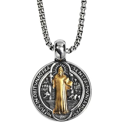 Medaglia Ciondolo San Benedetto in Argento 925‰ Rodiato