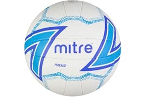 Mitre Pursue Netball | Hugely Durable | Great Grip | Stylish Design, White/Swedish Blue/Daz Blue, 5