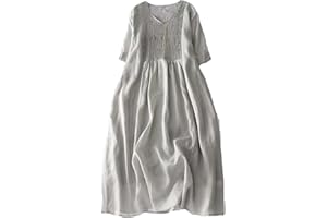 ZEIAYUAS Long Maxi Shirt Dresses for Women UK Ladies Linen Summer Dresses Tunic Casual Dresses Half Button A-line Dresses Vintage Solid Long Sleeve Beach Dresses Loose Summer Dresses Office