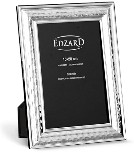 Cadre Photo Edzard Amalfi 13x18cm - Design Martelé Argenté, Anti-ternissement