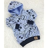 Baby Hoodie Kapuzenpullover blau cool Skulls Totenkopf