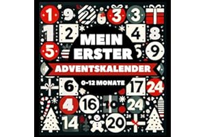 Mein Erster Adventskalender: Schwarz Weiß Kontrastbuch für Baby | 0-12 Monate | Einfache Bilder zur Förderung des Sehvermögens von Säuglingen | Visuelle Stimulation