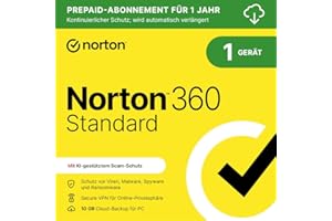 Norton 360 Standard 2023 | 1 Device | 1-Year Subscription with Automatic Renewal | Secure VPN and Password Manager | PC/Mac/Android/iOS | FFP, Activation Code via Email