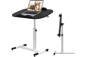 PIPIPOXER 60x40cm Scrivania per Laptop, Tavolino da Laptop con Strisce Antiscivolo Scrivania Mobile Regolabile in Altezza 61-95cm per PC per Tablet Cellulare, Tavolino Portatile per Divano Letto, Nero