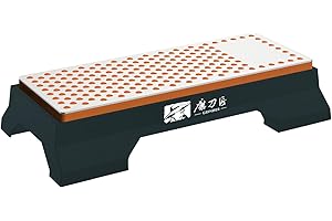 TAIDEA Pierre à aiguiser diamantée double face 360/600 pour cuisine extérieure avec base pour couteaux