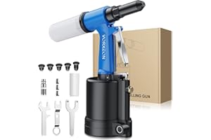 VORXEON Pneumatic Rivet Gun Set 5 Sizes (2.4mm/3/32-6.4mm/1/4), 1780KGF Pulling Force, Air Riveter Ideal for DIY, Garage, and Automotive Use