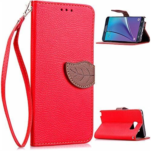 ABURA Phone Case for Galaxy Note 5,Fashion Design [Kickstand Feature][Wallet Feature] Wallet Case, Luxury Wallet PU Leather Case Flip Cover with Foldable Stand, Pockets for ID for Samsung Galaxy Note 5(2015) (Red)