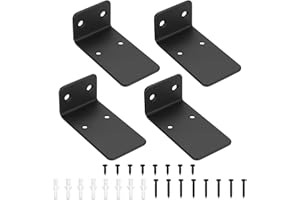 QJKEJI Wsporniki do półek pływających, wsporniki i wsporniki do półek rusztowań, wytrzymały metalowy czarny uchwyt ścienny L do półek, montowany na ścianie, 4 szt