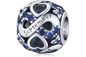 SHIYU Abalorio de plata de ley 925 con piedra natal compatible con pulseras Pandora