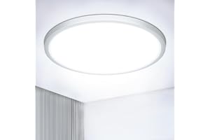 NIBSHOOM Plafon LED Techo Redonda Plana 6500K,18W/1800LM/IP44 Resistente al agua Lámpara de Techo,Modernos Sencillo Plafones para Techo LED para Baño Salon Cocina Dormitorio,220 * 17mm