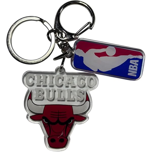 Portachiavi Chicago Bulls NBA - Doppio Logo In Plastica, Idea Regalo