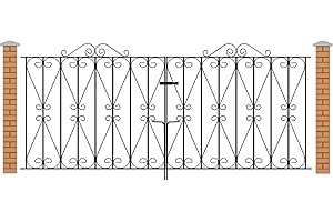 GENERIC Regent Scroll Metal Garden Driveway Gates Galvanised Wrought Iron Style Swing Gate (2134mm (7ft) Gap X 914mm High RDZP10)