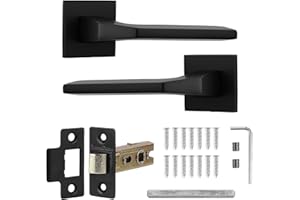 Decoranddecor Penta Matt Black Lever Handle Pair with Mortice Latch – Aluminium Internal Door Set for Wooden Interiors, Designed for Bedrooms, Bathrooms, and Modern Residential Spaces