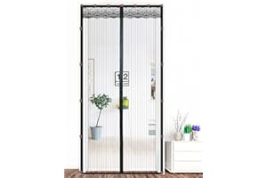 Liveinu Moustiquaire Porte Avec Clip Adhésif Magnétique Moustiquaire Sur Mesure de Porte Rideau de Porte Antimoustique Pour Couloirs Portes Patio Noir 120x210cm