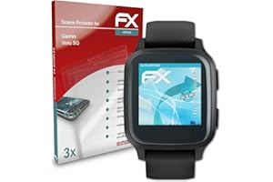 atFoliX Screen Protector compatible with Garmin Venu SQ Protector Film, ultra clear and flexible FX Screen Protection Film (3X)