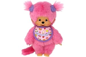 Bandai - Monchhichi - Peluche Monchhichi Frozen Fruits - Peluche Iconique des années 80 - Peluche Rose Toute Douce 20 cm pour Enfants et Adultes - SE23388