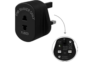 WEMAK EU to UK Plug Adapter | 2 Pin to 3 Pin Adapter Plug UK | Electric Shaver & Toothbrush Compatible | European to UK Plug Adapter | Travel Plug Adapter | Reliable Converter to UK Plug (Black)