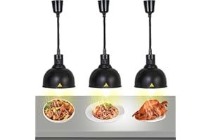 VFDZ Lampada Riscaldante per Alimenti, Lampade Scaldavivande Cucina Retrattili, 250W Lampade Riscaldanti per Cucina a Buffet Sospesa per Ristoranti, Cucine, Hotel (Nero, 3 Pezzi)