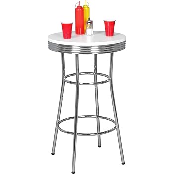 FineBuy King - American Diner Bartisch Ø60 Rund Höhe 100cm MDF