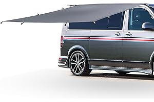 AIR SWIMMERS Auvent, voile d'ombrage avec passepoil, voile d'ombrage pour caravane, rail passepoilé (4-6 mm), V-w T4, T5, T6, toile de rechange disponible 250 x 250 cm, auvent de caravane, auvent de voiture, indis