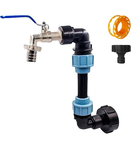 Robinet De Cuve IBC 1000L En Laiton - Kit Adaptateur 3/4'' Avec Raccord S60x6 Pour Récupération Eau De Pluie