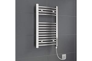 DURATHERM Electric Heated Towel Rail Radiator for Bathroom Curved Chrome Wall Mounted 700 x 400mm