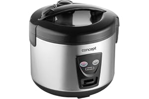 CONCEPT Hausgeräte Concept RE2020 Cuiseur à riz 2 en 1 avec fonction chauffante, capacité 1,5 l, acier inoxydable, 1,5 l